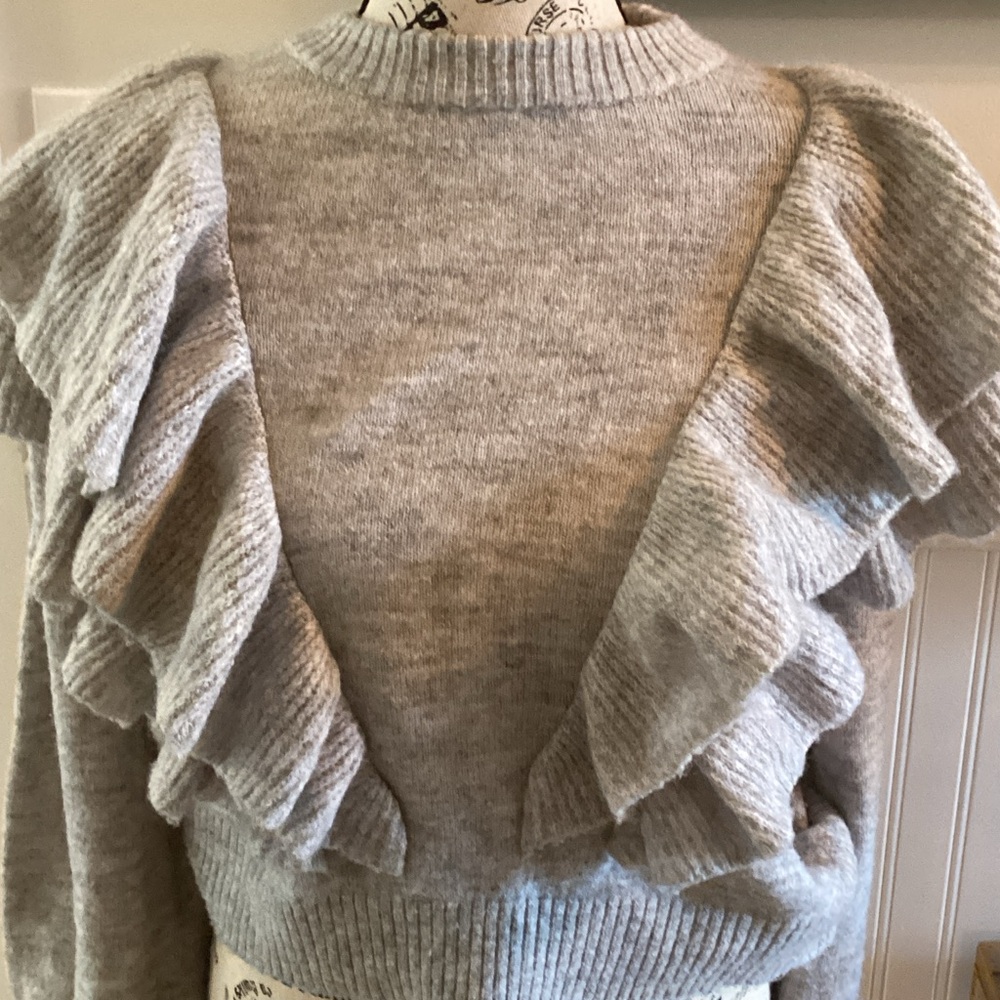 Divided Gray Ruffled Sweater - Picture 3 of 5